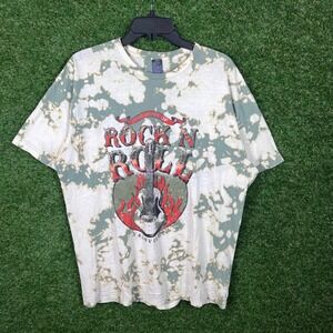 Sweet Claire Bleached Tie Dye Rock Roll Guitar‎ Nashville Graphic T Shirt L XL